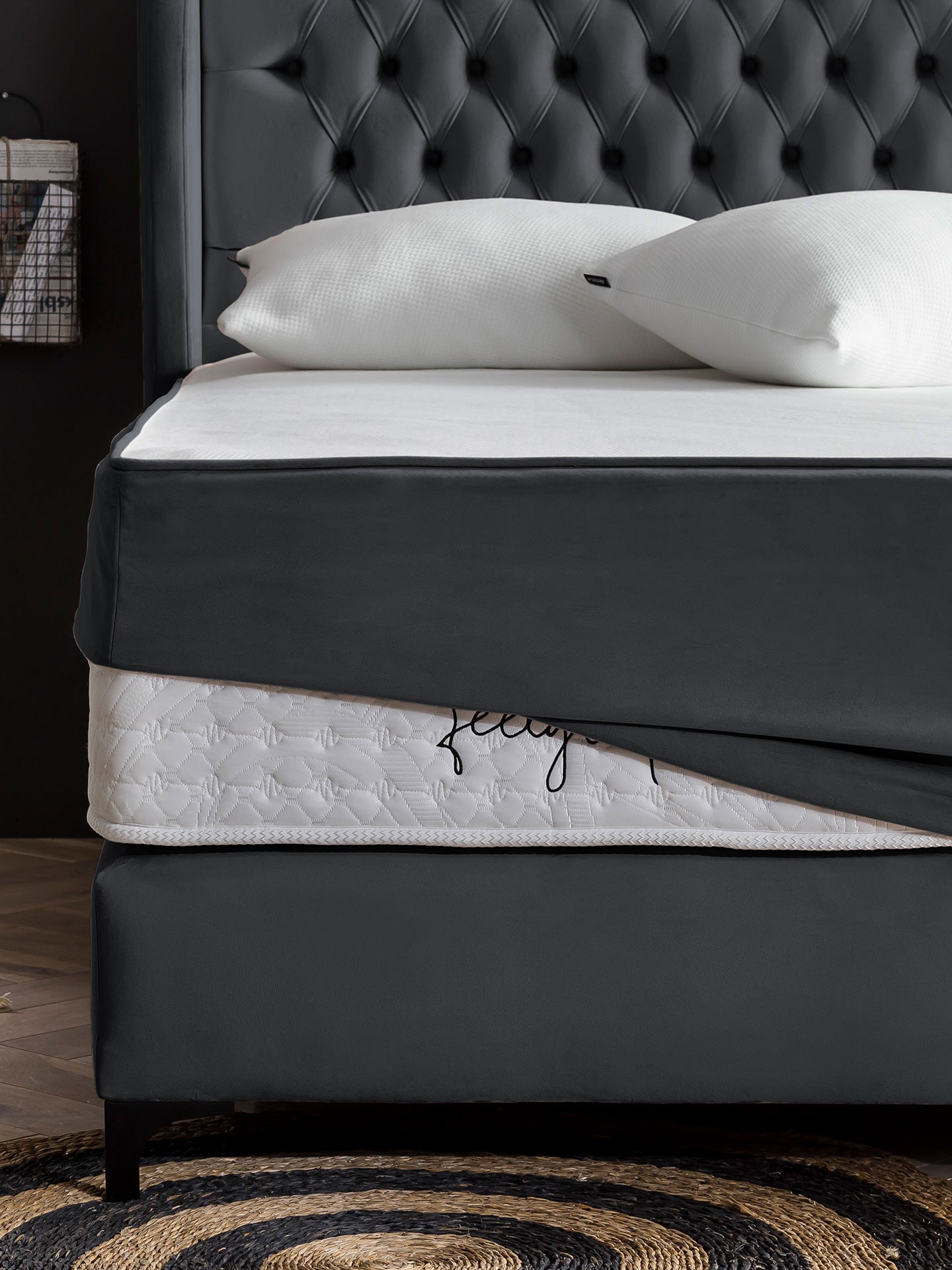 Velours Matratzenschoner Schwarz FEELGOOD