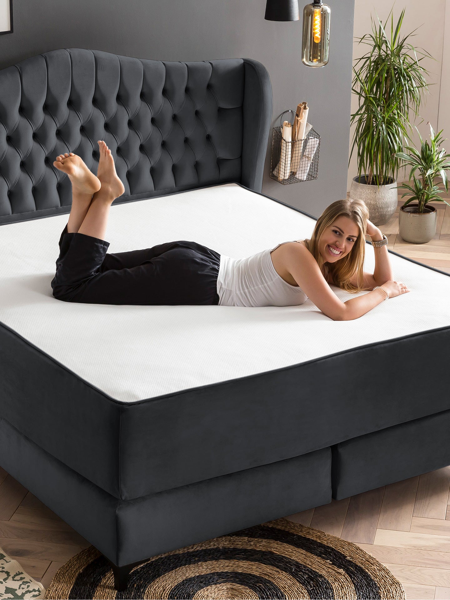 Velours Matratzenschoner Schwarz FEELGOOD