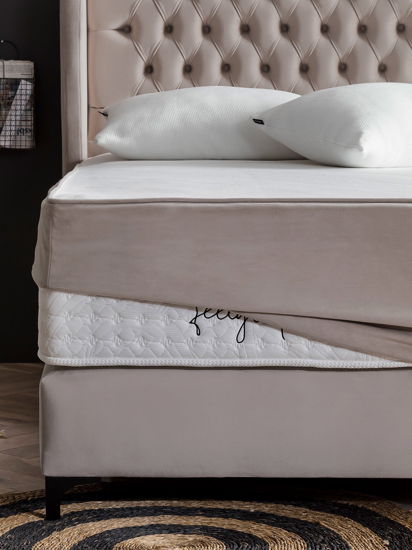 Velours Matratzenschoner Taupe FEELGOOD