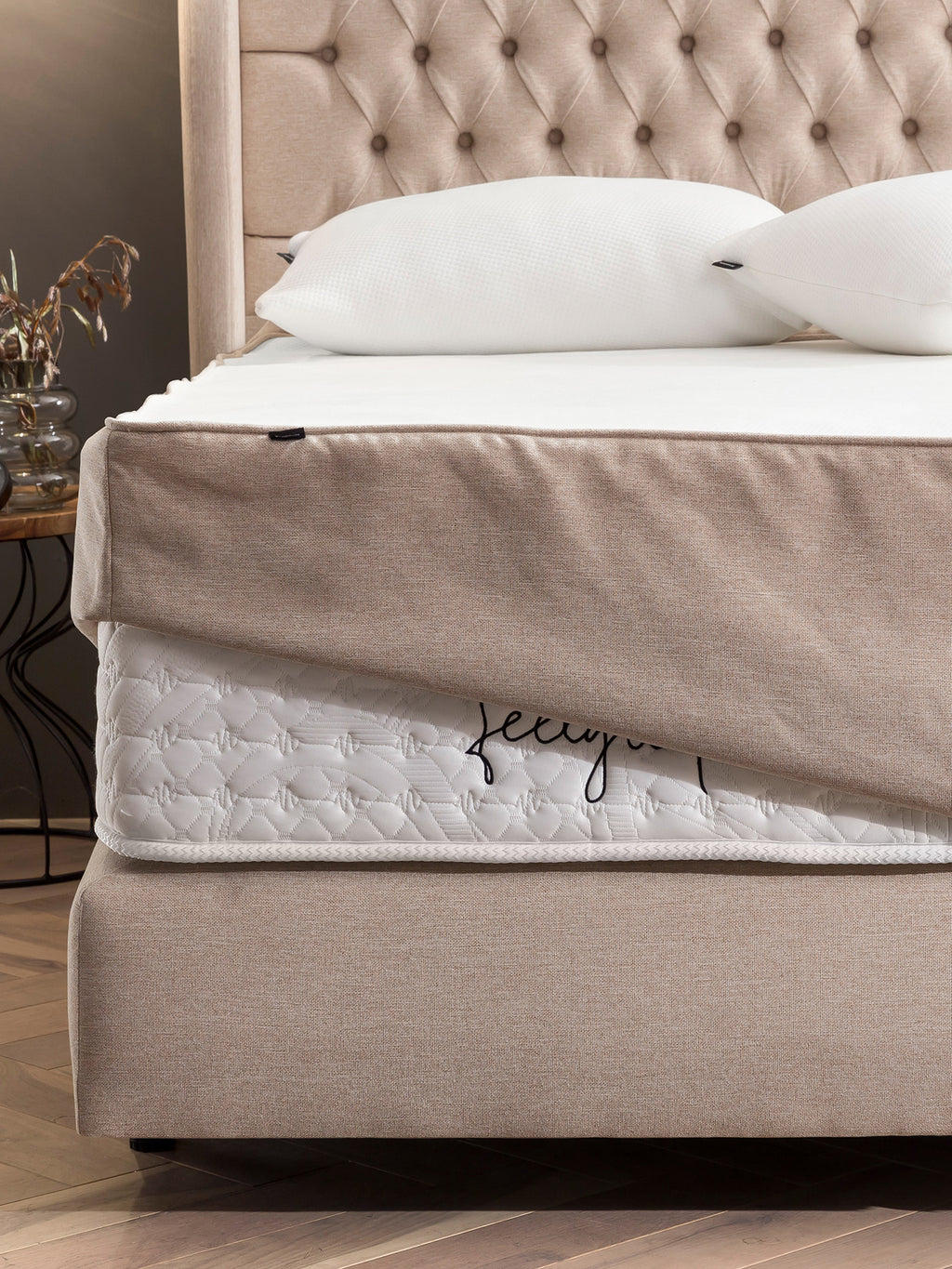 Webstoff Matratzenschoner Beige FEELGOOD