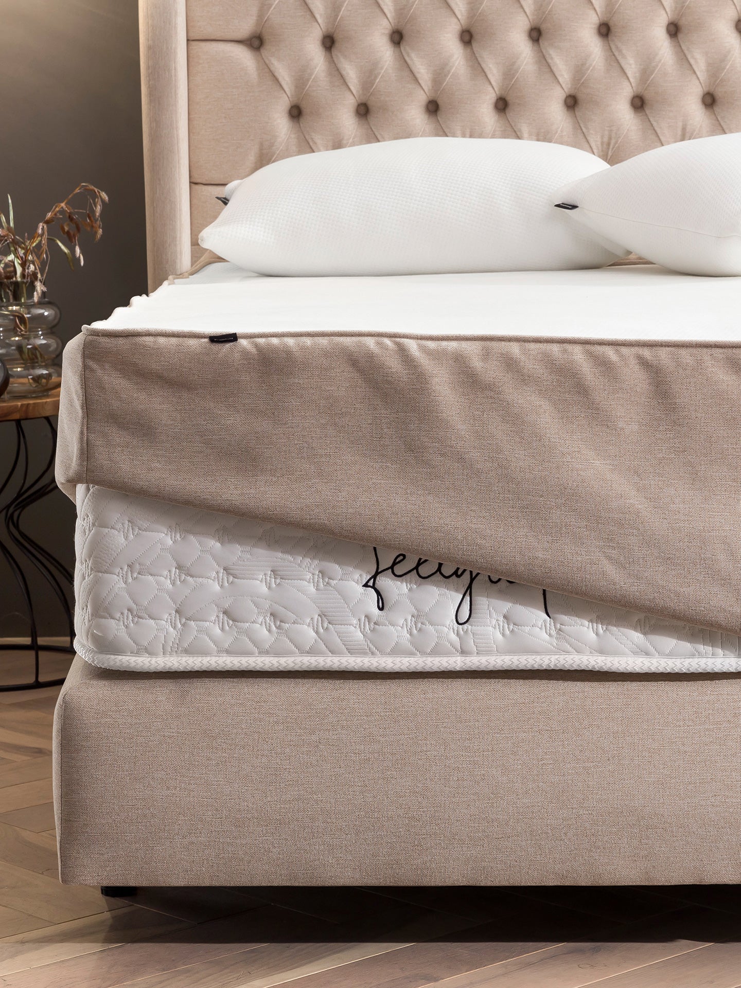 Webstoff Matratzenschoner Beige FEELGOOD
