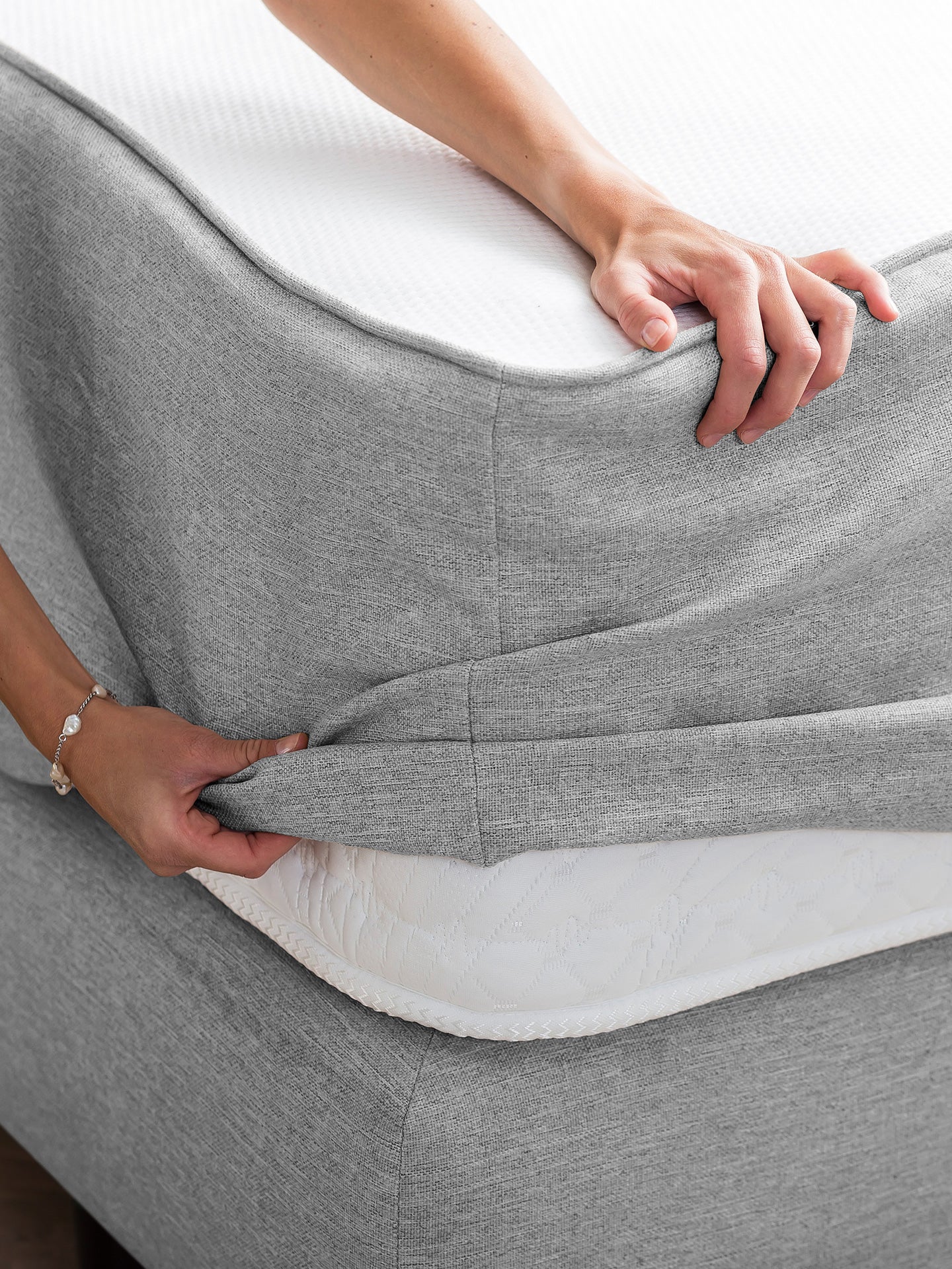 Webstoff Matratzenschoner Hellgrau FEELGOOD