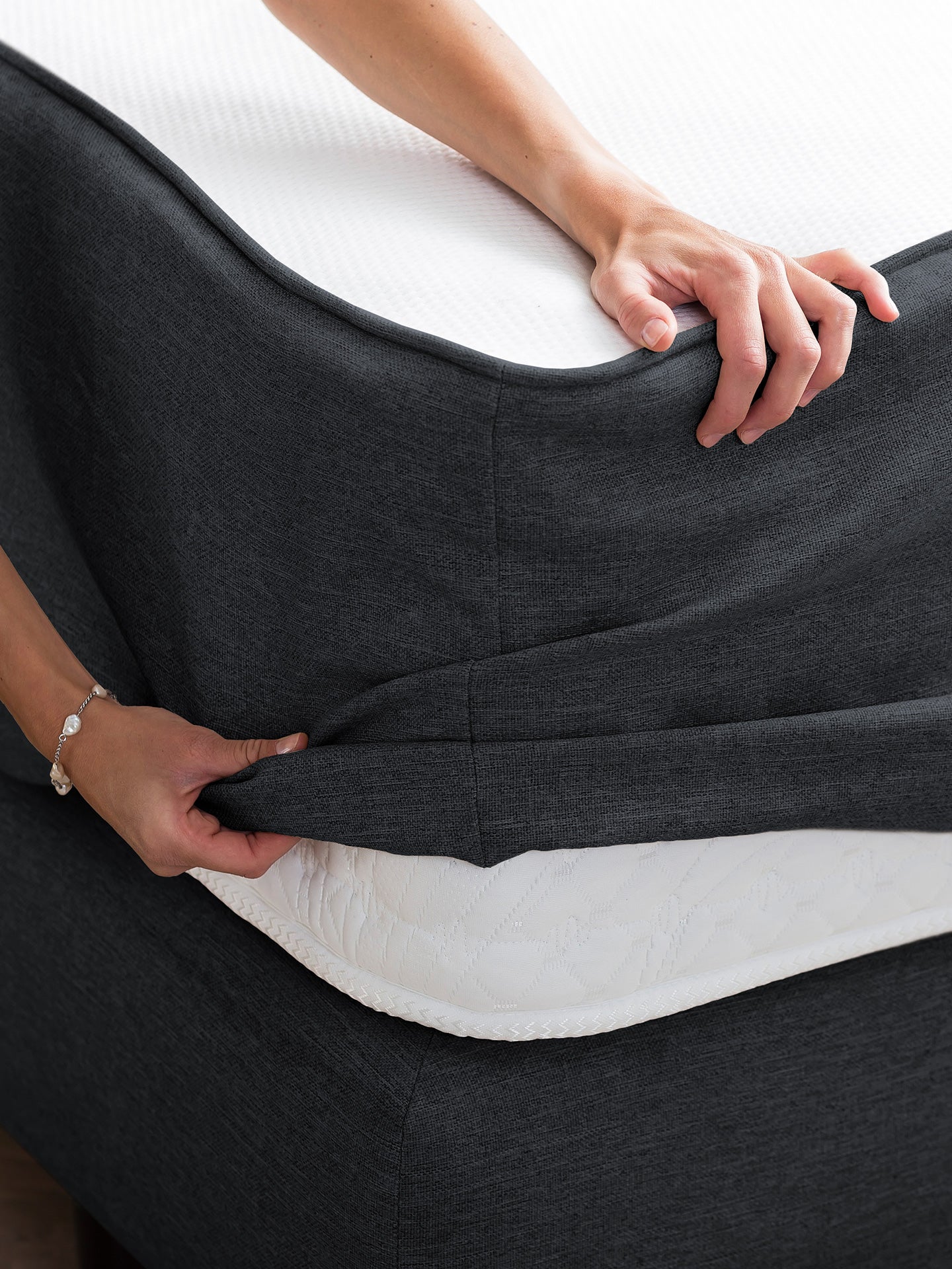 Webstoff Matratzenschoner Schwarz FEELGOOD