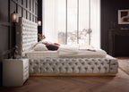 Velours Luxus Bett mit Bettkasten Creme PLAZA