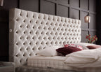 Velours Luxus Bett mit Bettkasten Creme PLAZA