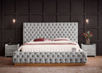 Velours Luxus Bett mit Bettkasten Grau PLAZA
