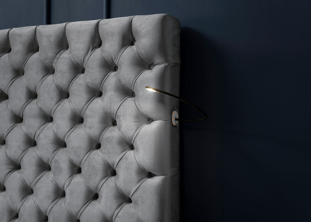 Velours Luxus Bett mit Bettkasten & Sitzbank mit Stauraum Dunkelgrau PLAZA