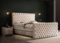Crushed Velvet Luxus Boxspringbett Creme PLAZA
