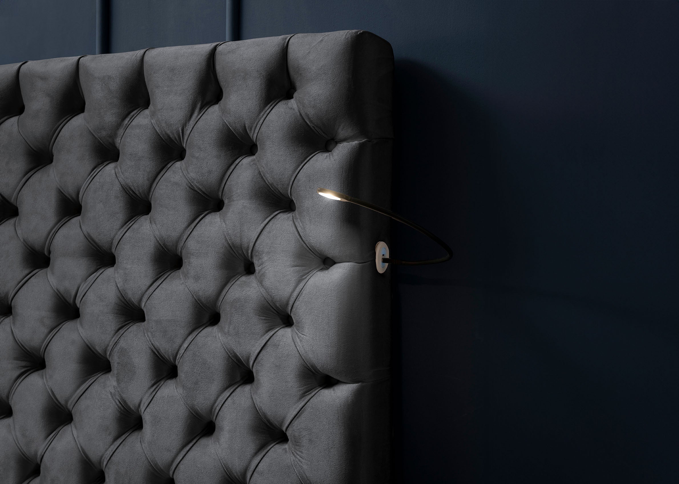 Velours Luxus Bett mit Bettkasten & Sitzbank mit Stauraum Schwarz PLAZA