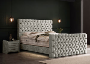 Crushed Velvet Luxus Boxspringbett Grau-Silber PLAZA