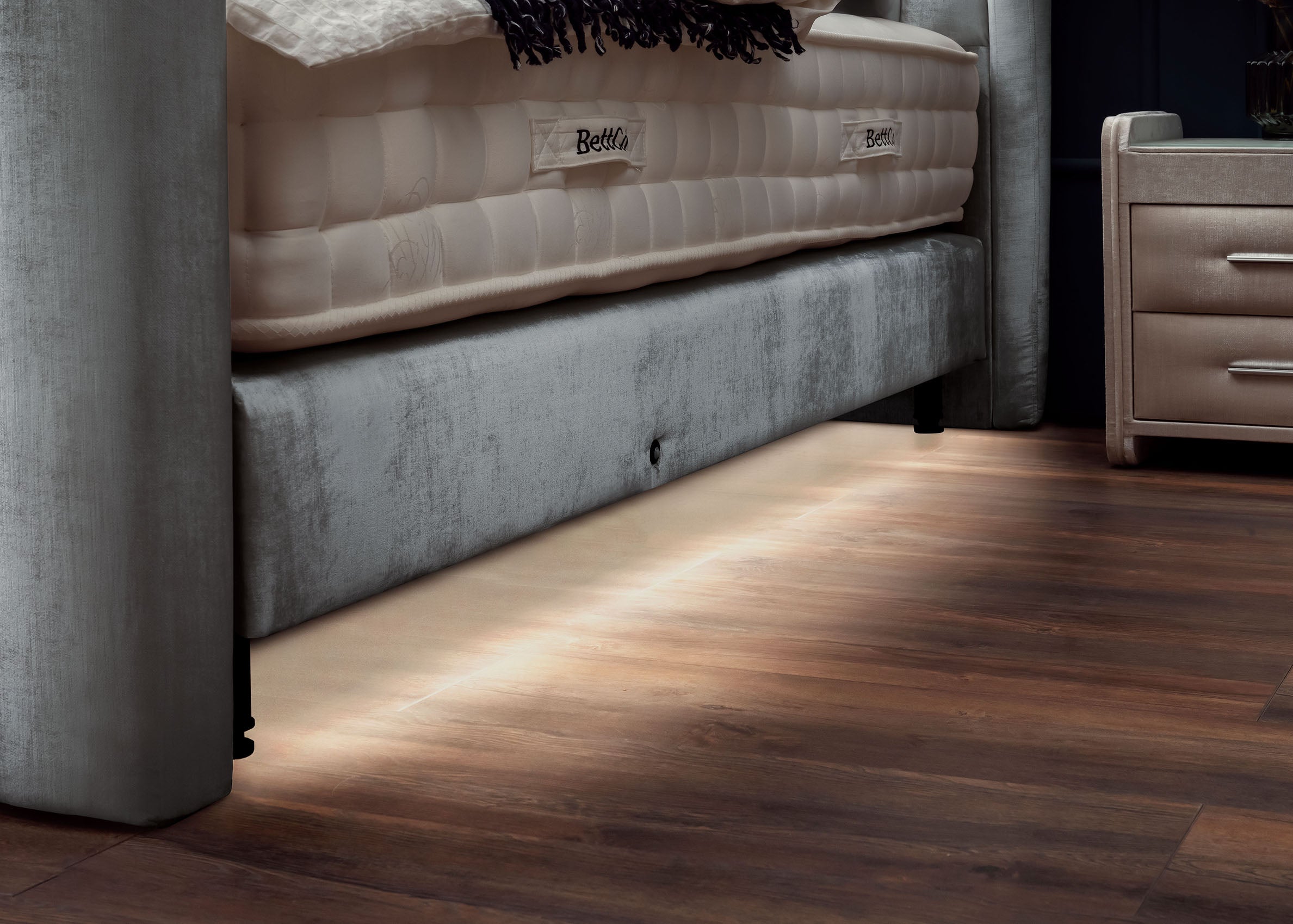 Crushed Velvet Luxus Boxspringbett Grau-Silber SAILOR