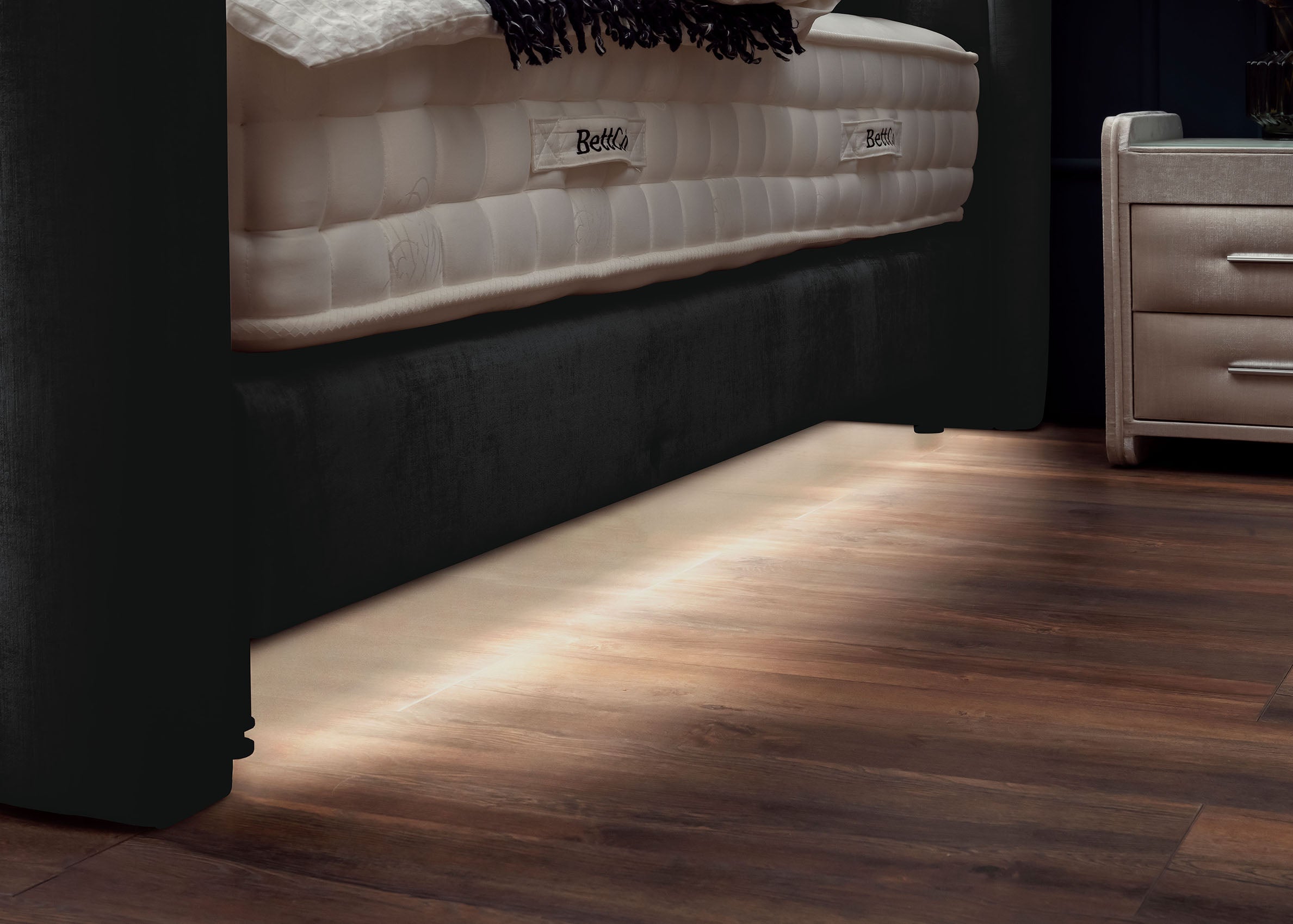 Crushed Velvet Luxus Boxspringbett Schwarz SAILOR