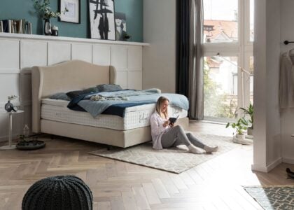 Boxspringbett Lissabon in Samt Beige