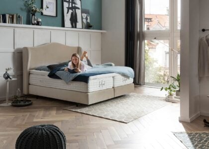 Boxspringbett Lissabon in Samt Beige