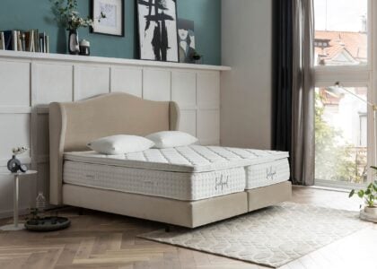 Boxspringbett Lissabon in Samt Beige