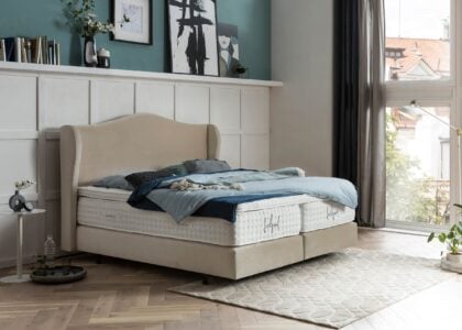 Boxspringbett Lissabon in Samt Beige