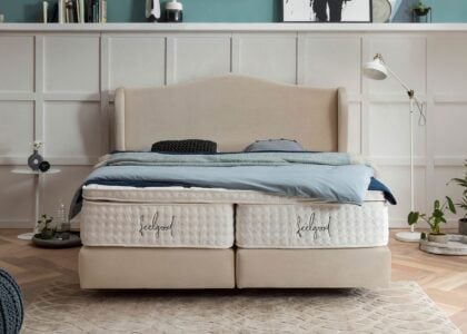 Boxspringbett Lissabon in Samt Beige