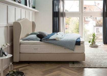 Boxspringbett Lissabon in Samt Beige