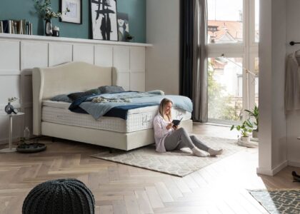 Boxspringbett Lissabon in Samt Creme
