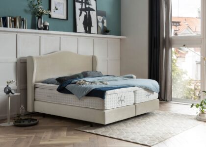 Boxspringbett Lissabon in Samt Creme