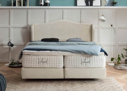 Boxspringbett Lissabon in Samt Creme