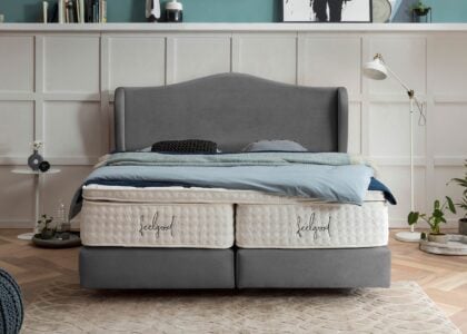 Boxspringbett Lissabon in Samt Dunkelgrau