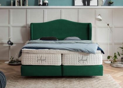 Boxspringbett Lissabon in Samt Smaragd