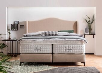 Boxspringbett Lissabon in Webstoff Beige
