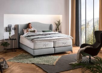 Boxspringbett Lissabon in Webstoff Hellgrau