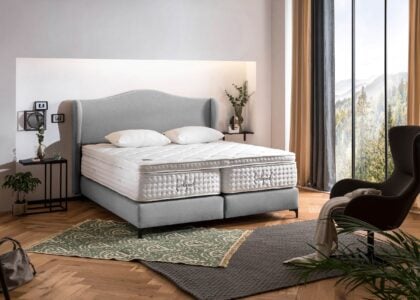 Boxspringbett Lissabon in Webstoff Hellgrau