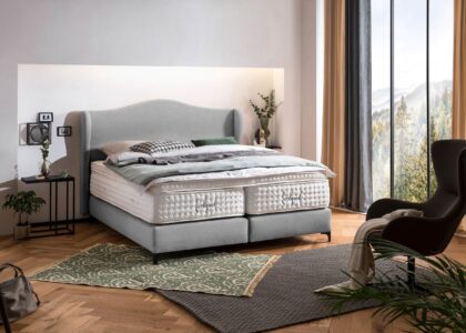 Boxspringbett Lissabon in Webstoff Hellgrau