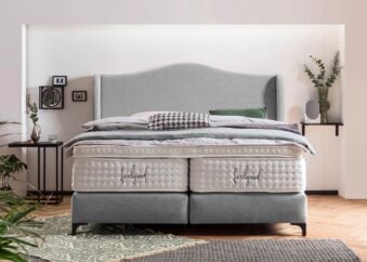 Boxspringbett Lissabon in Webstoff Hellgrau