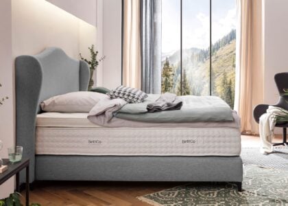 Boxspringbett Lissabon in Webstoff Hellgrau