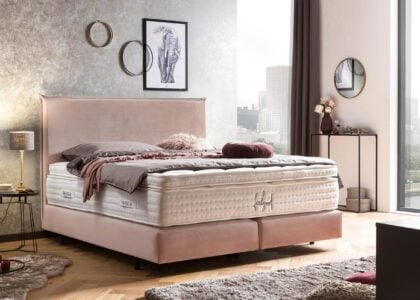 Boxspringbett London in Samt Rose
