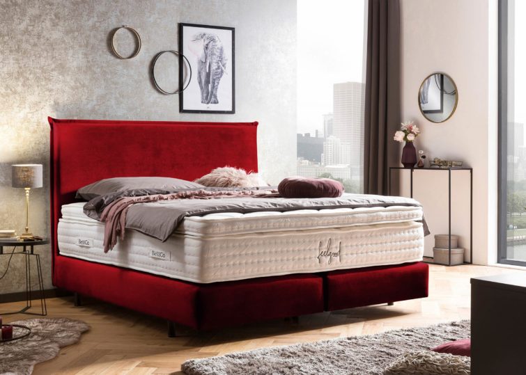 Boxspringbett London in Samt Rot