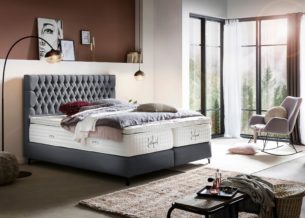 Boxspringbett Vegas in Webstoff Anthrazit