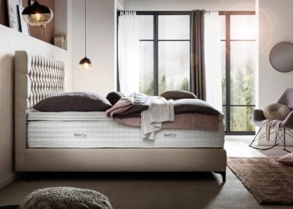 Boxspringbett Vegas in Webstoff Beige