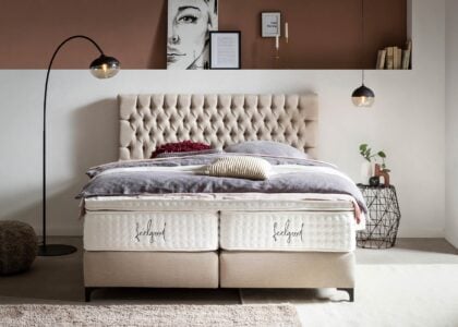 Boxspringbett Vegas in Webstoff Beige