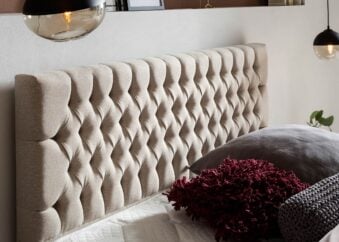 Kopfteil vom Boxspringbett Vegas in Webstoff Beige