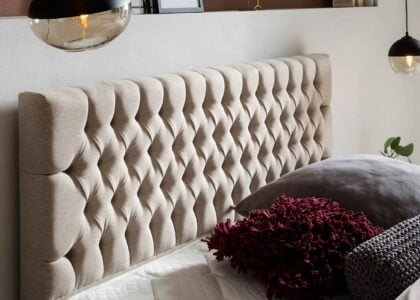 Kopfteil vom Boxspringbett Vegas in Webstoff Beige