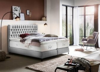 Boxspringbett Vegas in Webstoff Hellgrau