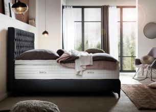 Boxspringbett Vegas in Webstoff Schwarz