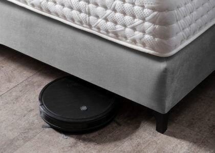 Boxspringbett in Velours Grau mit Metallfuß