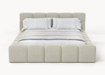 Bett mit Bettkasten in Boucle-Teddy Bristol