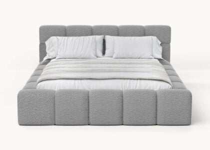 Bett mit Bettkasten Bristol 200 x 200 cm in Grau Gelotti Velours