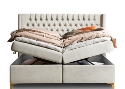 Boxspringbett mit Bettkasten Florida 200 x 200 cm in Creme Samt