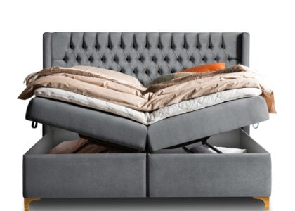 Boxspringbett mit Bettkasten Florida 200 x 200 cm in Dunkelgrau Samt