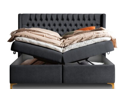 Boxspringbett mit Bettkasten Florida 200 x 200 cm in Schwarz Samt