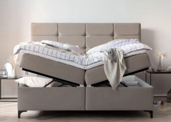 Boxspringbett mit Bettkasten Kansas in Velours