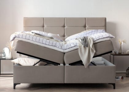 Boxspringbett mit Bettkasten Kansas in Velours